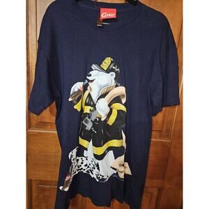 Vintage Coke Shirt Mens Large Blue Coca Cola Fire Dept Polar Bear Dalmatian 1996
